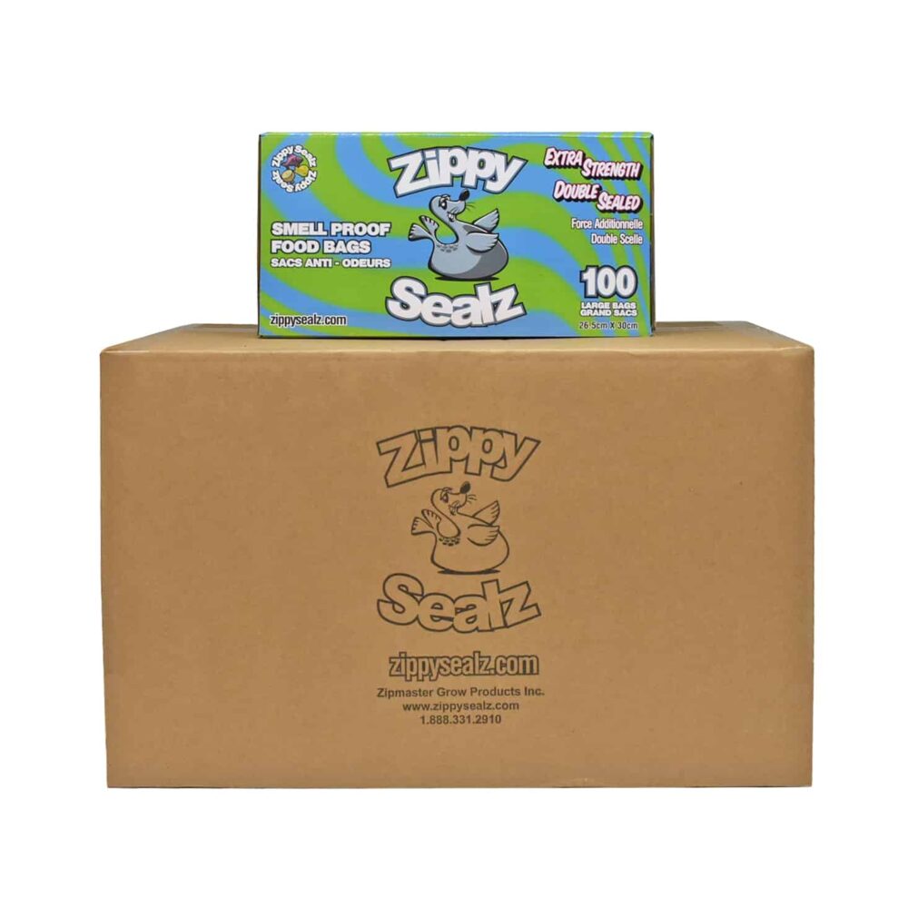 ZipMaster Grow -  Zippy Sealz Smell Proof 1/2 Lb. Food Bags Zippy Sealz Smell Proof Food Bags Cartons. 6 Boxes of 100 Bags/Box.