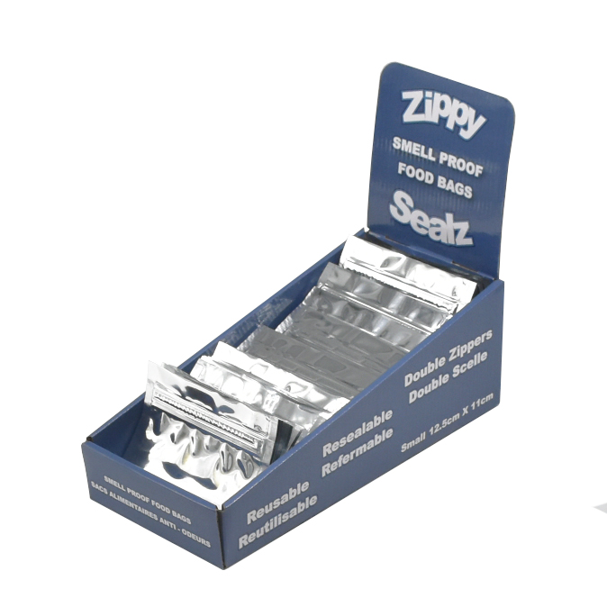 ZipMaster Grow -  Retail Accessories Zippy Sealz Smell Proof Mylar Bags-100 Small Silver Bags with Display Box