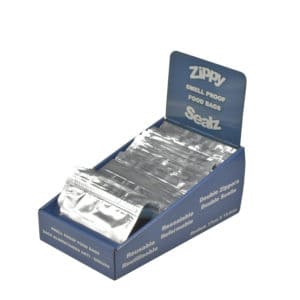 ZipMaster Grow -  Retail Accessories Zippy Sealz Smell Proof Mylar Bags-100 Medium Silver Bags with Display Box