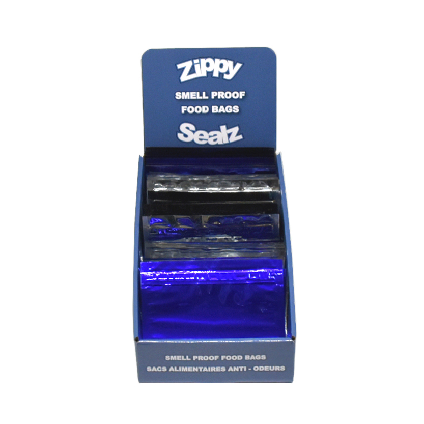 ZipMaster Grow -  Retail Accessories Zippy Sealz Smell Proof Mylar Bags-150 Medium Bags / Black, Blue & Silver with Display Box