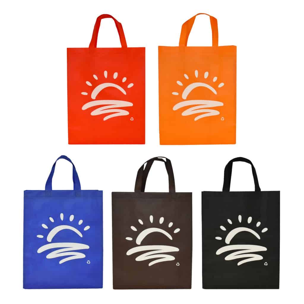 Reusable Shopping Bags - Mixed Colours with White Sunset designs