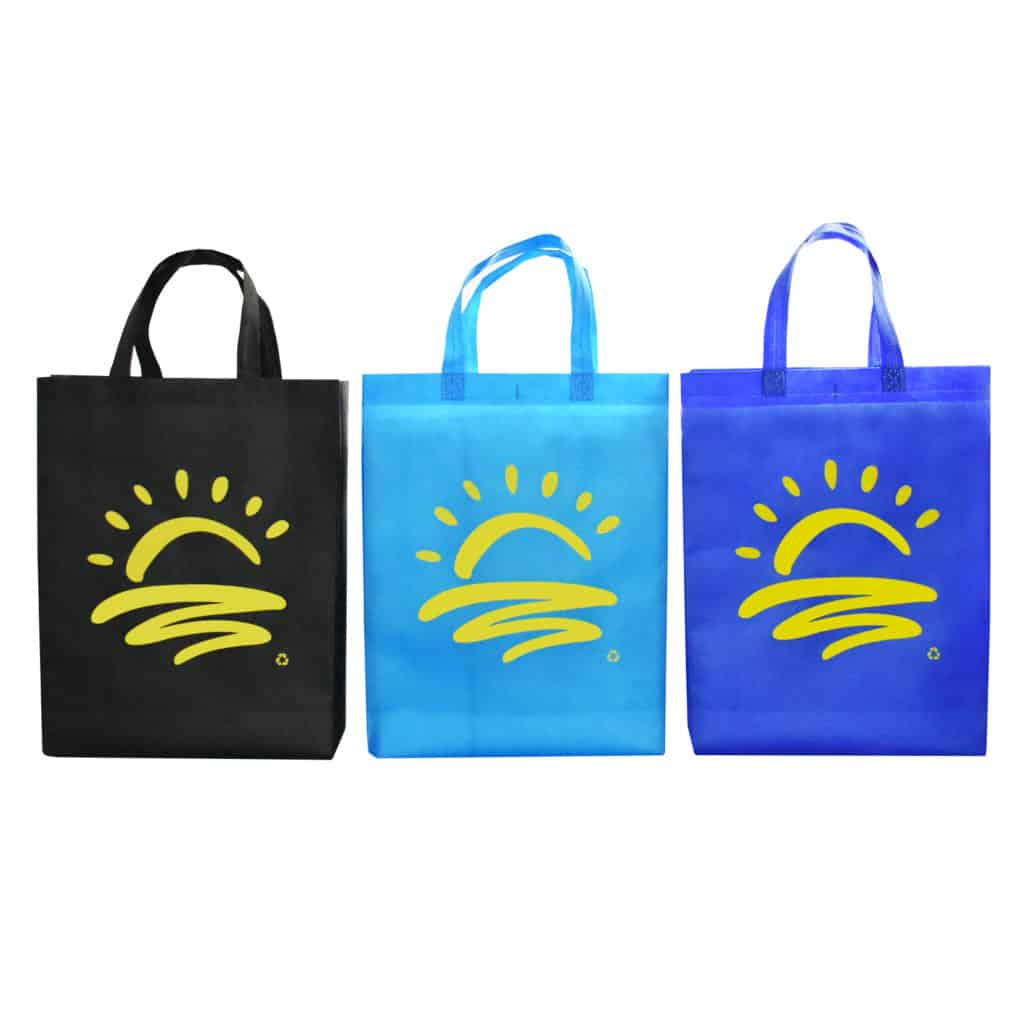 Reusable Shopping Bags - Mixed Colours with Yellow Sunset designs