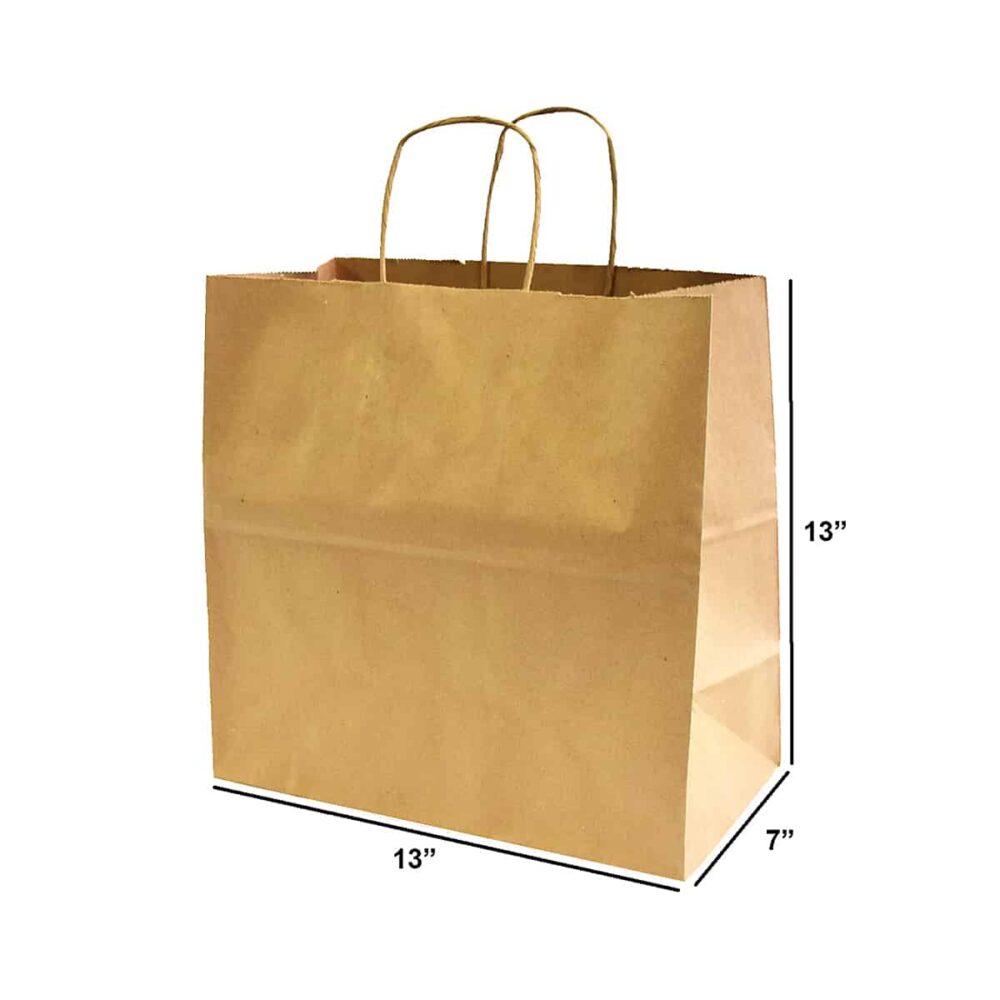 ZipMaster Grow -  Paper Bags & Reusable Carrying Boxes Kraft Paper Shopping Bags 13″ x 7″ x 13″