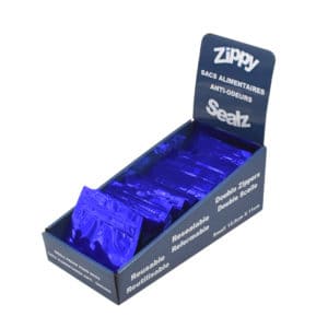 ZipMaster Grow -  Retail Accessories Zippy Sealz Smell Proof Mylar Bags-100 Small Blue Bags with French Display Box