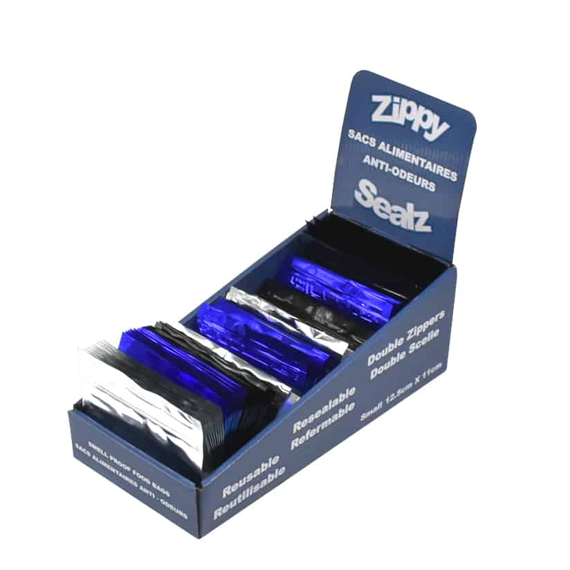 ZipMaster Grow -  Retail Accessories Zippy Sealz Mylar Bags-150 Small Bags / Black, Blue & Silver with French Display Box