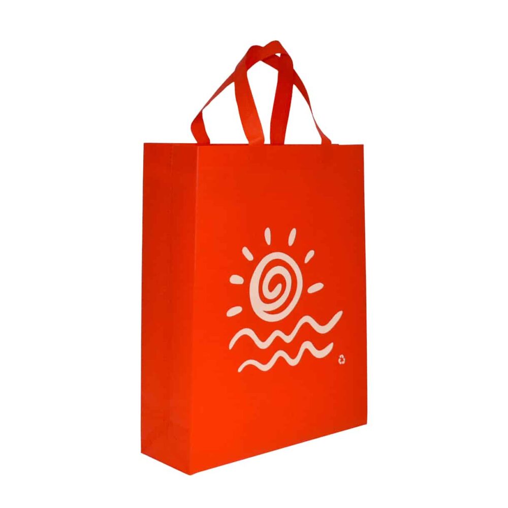 ZipMaster Grow -  Retail Bags Reusable Shopping Bags – Red with Fun Sun over Wavey Water Design